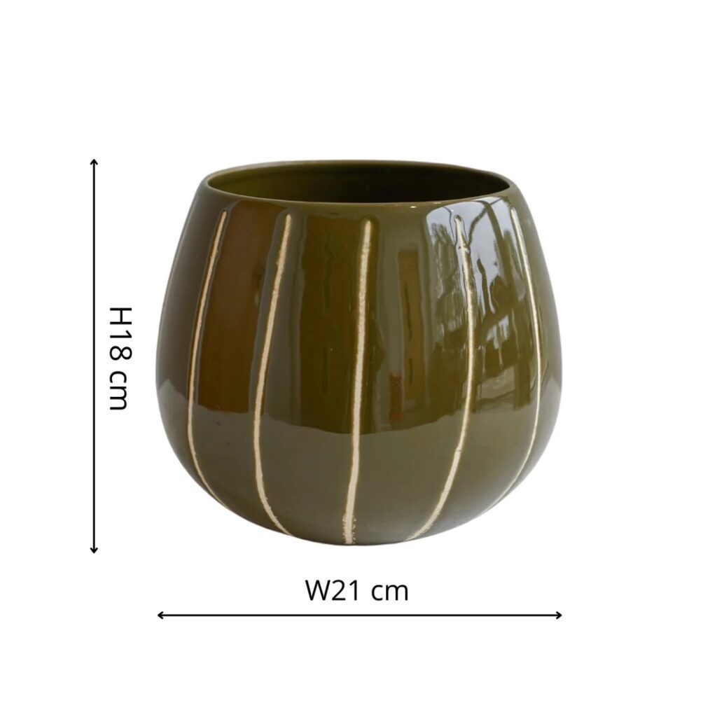 Nova Wax Relief Indoor Ceramic Planter – Olive Green 5055352867622